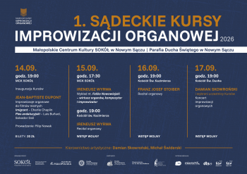 Afisz koncertów 1. Sądeckich Kursów Improwizacji Organowej